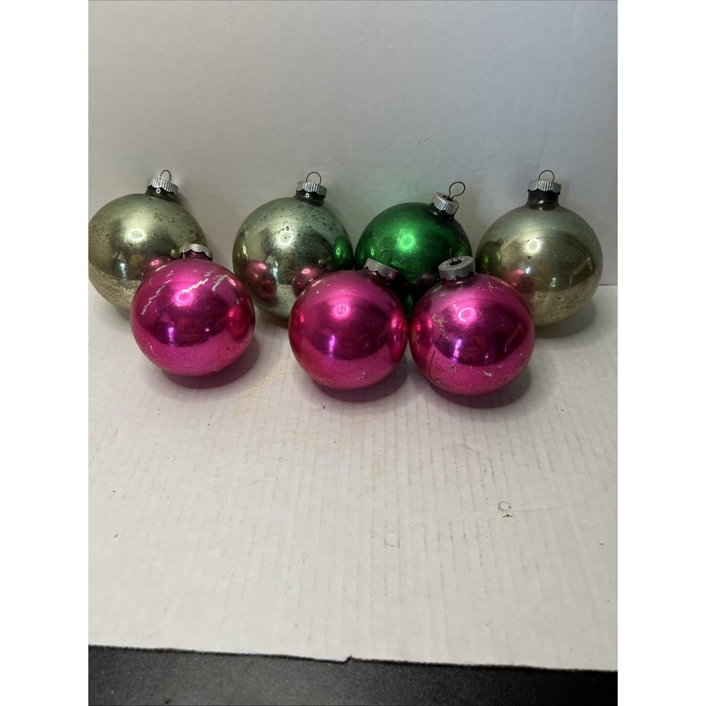 Vintage SHINY BRITE And MADE IN USA Mercury glass Christmas Balls 3" And 4"